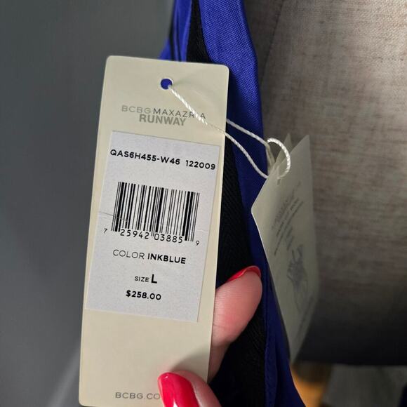 NWT Vintage BCBCGMaxAzria Runway Cocktail Draped Open Back Dress size L - Picture 4 of 10